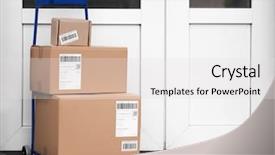  Presentation with car door lock - Amazing PPT layouts having postal cart with delivered parcels backdrop and a light gray colored foreground