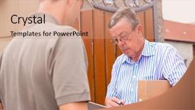  Presentation with postal service - Slide set featuring postal service - delivery background and a coral colored foreground