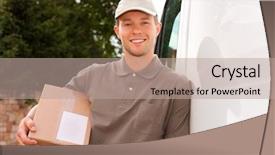  Presentation with postal service - PPT theme enhanced with postal service - delivery background and a coral colored foreground