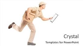  Presentation with full length portrait two men women brown sweater - Presentation theme having postal service - full length portrait background and a  colored foreground