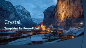  Presentation with postcard - Presentation design having postcard-picture-of-amazing-village background and a ocean colored foreground