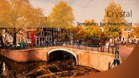  Presentation with canals - Presentation theme consisting of postcard-picture-of-beautiful-canals background and a gold colored foreground