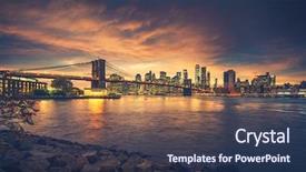  Presentation with brooklyn bridge - Theme with postcard place at brooklyn bridge background and a tawny brown colored foreground