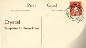  Presentation with postcard - Slides having postcard with a red stamp background and a cream colored foreground