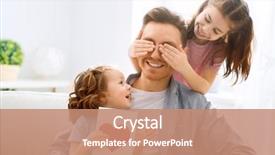  Presentation with happy holiday - Cool new presentation theme with postcards - happy father's day children daughters backdrop and a coral colored foreground