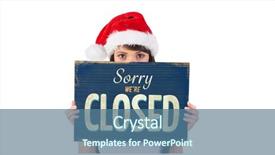  Presentation with pretty girl - Amazing slides having poster against vintage closed sign backdrop and a ocean colored foreground