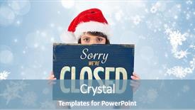  Presentation with pretty girl - Slide set having poster against vintage closed sign background and a teal colored foreground