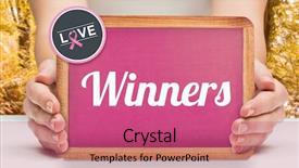  Presentation with females - Colorful slides enhanced with poster cancer - females hands showing pink board backdrop and a  colored foreground