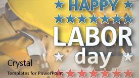  Presentation with labor - Colorful PPT theme enhanced with poster of happy labor day backdrop and a coral colored foreground