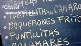  Presentation with restaurant menu board - Amazing slide deck having poster of the menu backdrop and a gray colored foreground