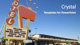  Presentation with las vegas - Colorful PPT theme enhanced with poster red motel in las backdrop and a teal colored foreground