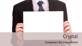  Presentation with how do i sign in - Colorful PPT theme enhanced with poster templates - businessman holding blank sign backdrop and a soft green colored foreground