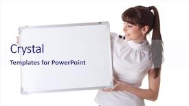  Presentation with text holy week - PPT layouts consisting of poster templates - young businesswoman holds the empty background and a  colored foreground