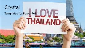  Presentation with thailand - Presentation theme having poster temples - i love thailand card background and a  colored foreground
