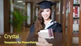  Presentation with academic - Slide set with student holding book and wear background and a tawny brown colored foreground