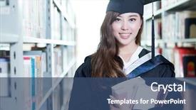  Presentation with academic - Colorful presentation design enhanced with asian female student holding book backdrop and a ocean colored foreground
