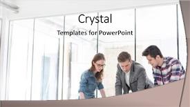  Presentation with creative - Beautiful presentation featuring business people discussing over photographs backdrop and a white colored foreground