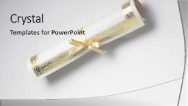  Presentation with certificate - Cool new PPT theme with rolled certificate with yellow ribbon backdrop and a light gray colored foreground