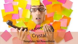  Presentation with reminders - PPT theme with job posting - man's face through paper background and a gold colored foreground