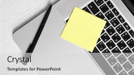  Presentation with yellow paper - Cool new PPT theme with postit - empty yellow adhesive paper backdrop and a light gray colored foreground