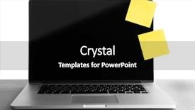  Presentation with empty old paper feather - Slide set featuring postit - empty yellow adhesive papers background and a black colored foreground