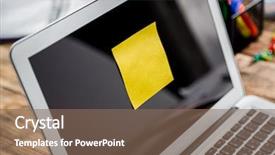  Presentation with note - Cool new theme with postit - note on laptop screen backdrop and a violet colored foreground