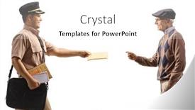  Presentation with pensioner - Presentation featuring postman-delivering-letter background and a white colored foreground