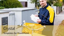  Presentation with letters - Presentation with postman delivering letters to mailbox background and a yellow colored foreground