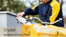  Presentation with letters - Cool new presentation theme with postman delivering letters to mailbox backdrop and a yellow colored foreground