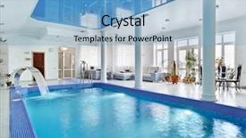  Presentation with swimming pool - Presentation theme having postmodern - indoor big blue swimming pool background and a light blue colored foreground