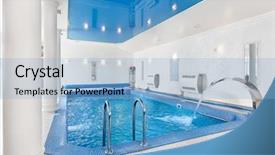  Presentation with swimming pool - PPT layouts with postmodern - indoor big blue swimming pool background and a light blue colored foreground