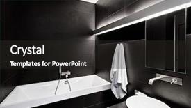  Presentation with bathroom - Slide deck having postmodern - modern minimalism style bathroom interior background and a dark gray colored foreground
