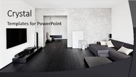  Presentation with interior - Slides featuring postmodern - modern minimalism style drawing-room interior background and a light gray colored foreground