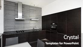  Presentation with interior - PPT theme consisting of postmodern - modern minimalism style kitchen interior background and a dark gray colored foreground