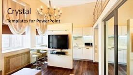  Presentation with living room - Presentation featuring postmodern - modern minimalism style living-room interior background and a lemonade colored foreground