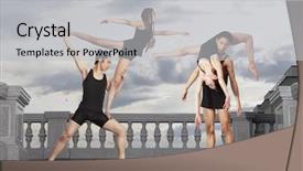  Presentation with pair - Colorful slide set enhanced with postmodern - pair of dancing contemporary dance backdrop and a light gray colored foreground