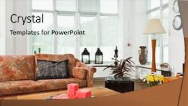  Presentation with candles - Colorful slide set enhanced with postmodern - still life with red rectangular backdrop and a light gray colored foreground