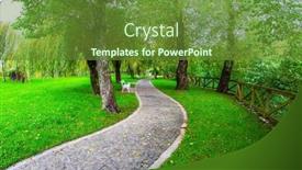  Presentation with green travel - Slide deck with postojna-cave-huge-green-picturesque background and a tawny brown colored foreground