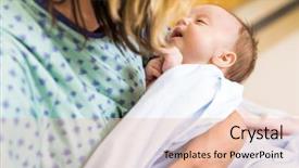  Presentation with postpartum - PPT theme with postpartum care - closeup of cute newborn babygirl background and a lemonade colored foreground