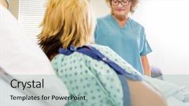  Presentation with child nurse newborn - PPT theme with postpartum care - mature female nurse looking background and a mint green colored foreground