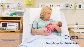  Presentation with postpartum - Presentation featuring postpartum care - mid adult loving mother looking background and a sky blue colored foreground