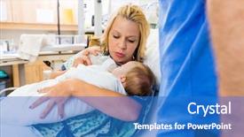  Presentation with milk baby - PPT theme having postpartum care - mid adult woman feeding milk background and a teal colored foreground