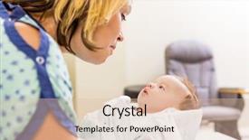  Presentation with mom and newborn - Cool new PPT layouts with postpartum care - mid adult woman looking backdrop and a lemonade colored foreground