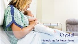  Presentation with postpartum - Presentation theme having postpartum care - mid adult woman looking background and a sky blue colored foreground