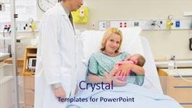  Presentation with postpartum - Beautiful slide deck featuring postpartum care - portrait of a loving mother backdrop and a sky blue colored foreground