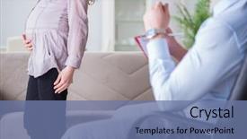  Presentation with postpartum - Amazing slides having postpartum care - pregnant woman visiting psychologist doctor backdrop and a ocean colored foreground