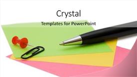  Presentation with note - Colorful slides enhanced with postscript - pen and note isolated backdrop and a  colored foreground