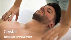  Presentation with wellness - Amazing slide deck having postural dranage - man having a massage backdrop and a coral colored foreground