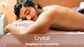  Presentation with wellness - Presentation theme with postural dranage - man in a wellness center background and a coral colored foreground