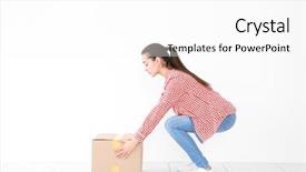  Presentation with posture - Audience pleasing presentation consisting of posture concept young woman lifting backdrop and a white colored foreground